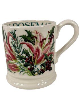 Emma Bridgewater Flowers Mug Lily Holly Bay Rosemary Half Pint 8 OZ Cup England